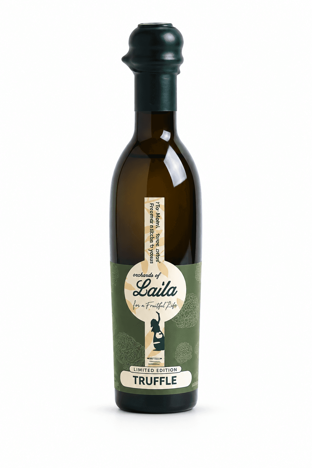 Orchards of Laila truffle infused olive oil bottle
